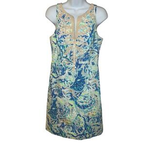 Lilly Pulitzer Gabby Shift Dress Womens Sz 2 Bennett Blue Salty Seas Print 29021